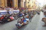 Un'mmagine della gara in linea della tappa di Fossano (Cuneo) degli Europei di Handbike