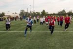 Gli atleti Special Olympics (in maglia rossa), impegnati contro i giocatori del Colorno Rugby e delle Zebre, in una partita dimostrativa di qualche anno fa a Colorno (Parma)