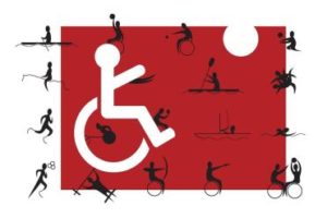 Una realizzazione grafica dedicata a una serie di discipline sportive praticate dalle persone con disabilità