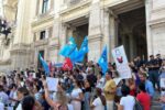 Un'immagine della manifestazione di Roma davanti al Ministero dell'Istruzione e del Merito