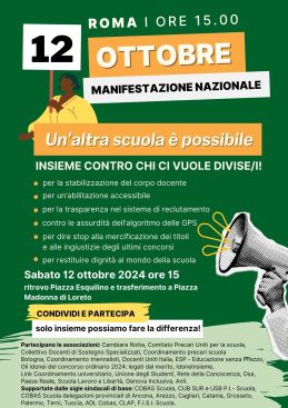 Manifestazione scuola, 12 ottobre 2024