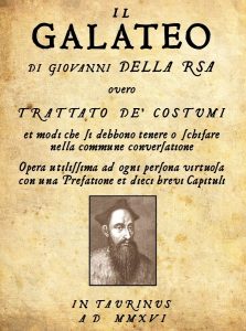 Copertina del “Galateo” di Giovanni Della Casa, con autore cambiato da Gianni Minasso (Giovanni Della RSA)