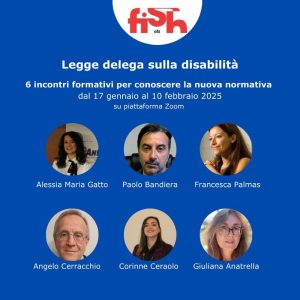 Locandina degli incontri sulla Legge Delega in materia di disabilità promossi dalla FISH