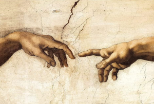 Particolare della "Creazione di Adamo" di Michelangelo Buonarroti