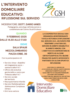 Locandina dell'evento "L'Intervento Domiciliare Educativo: riflessione sul servizio"