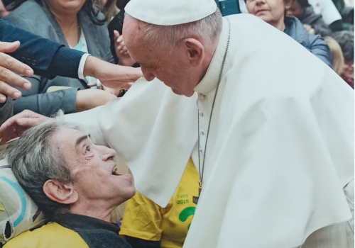 Uno degli incontri di Claudio Imprudente con Papa Francesco
