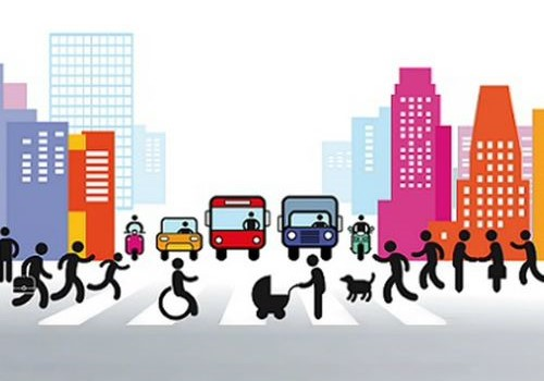 Disegno raffigurante un'ideale città accessibile