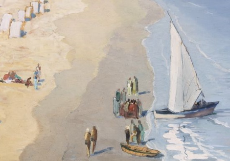 Erme Ripa, "Sulla spiaggia di Alassio", 1931 (particolare)