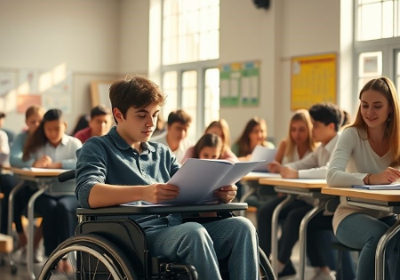 Studente con disabilità in classe