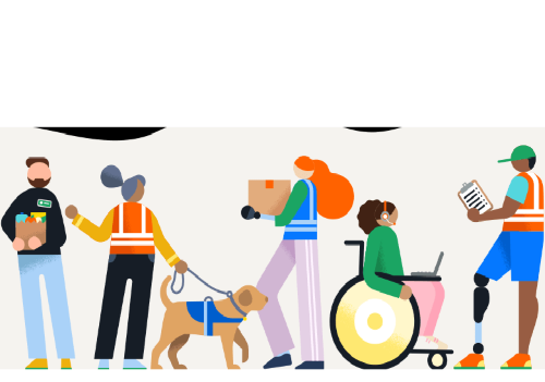 Un'elaborazione grafica realizzata da Amazon dedicata ai propri dipendenti con disabilità