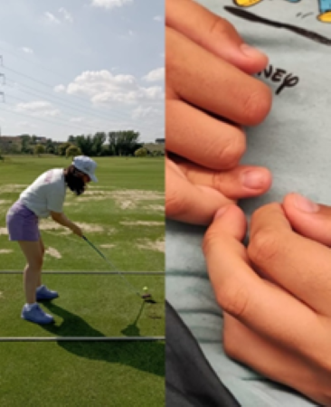 Nicole al golf e le dita aggrovigliate di Daniel (immagine realizzata da Stefania Stellino)