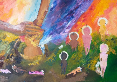 Geeta Yerra, "One Humanity Painting" ("Un dipinto dell'Umanità") (©Saatchi Art)