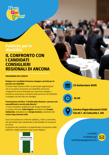 Centro Papa Giovanni XXIII, Ancona, 23 settembre 2025, incontro con i candidati a Consiglieri Regionali delle Marche