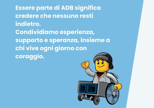 ADB (Associazione Doisabili Bergamaschi), realizzazione grafica con frase e disegno