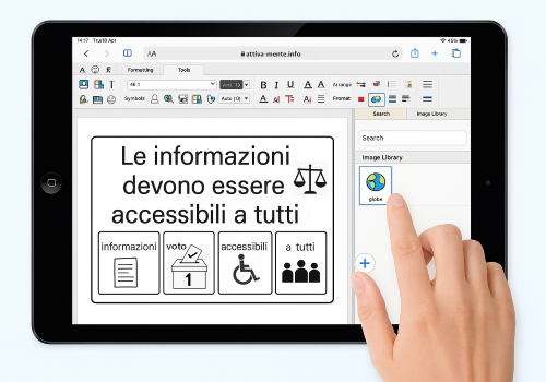 Schermata di Attiva-Mente sull'accessibilità delle informazioni