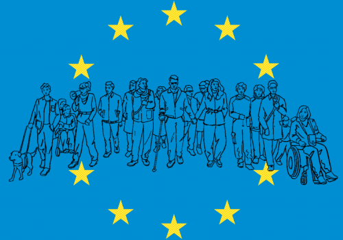 Realizzazione grafica su varie persone con disabilità in Europa