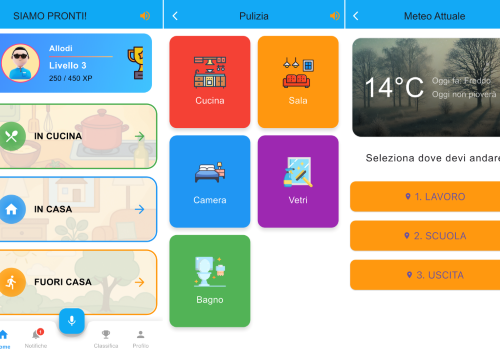 Alcune schermate dell'app "AidHome"