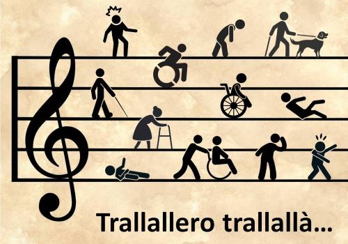 Spartito con ombre di varie disabilità