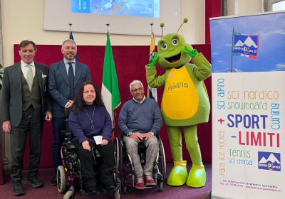 Cipidillo alla presentazione del Torneo Internazionale di Para Ice Hockey di Torino