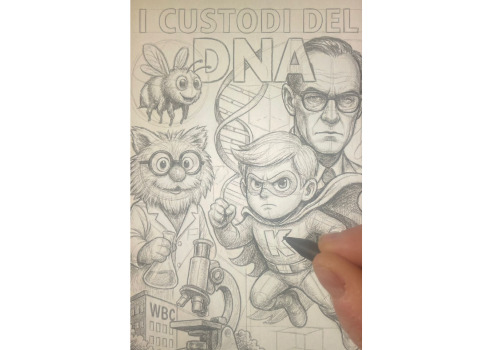 La realizzazione della bozza di copertina del fumetto che verrà presto lanciato dai Custodi del DNA