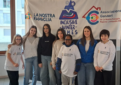 Alcuni giovani partecipanti all'incontro di presentazione degli "Inclusive Winter Games" della Nostra Famiglia