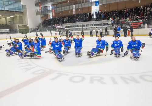 La Nazionale Italiana di para ice hockey al Torneo di Torino del 2023 (foto di Mauro Ujetto)