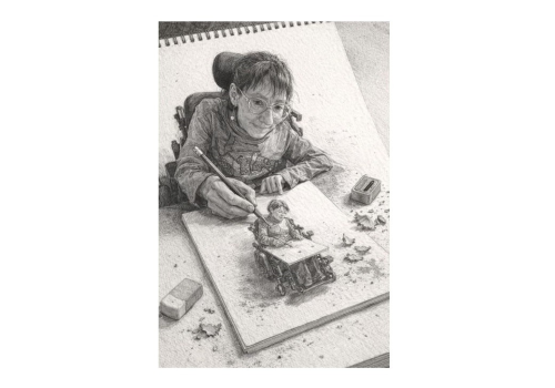 Disegno di Cristina Lavizzari dedicato a Stefania Delendati