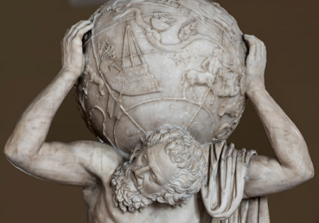 “Atlante Farnese”, copia di un originale del II secolo, Museo Archeologico Nazionale di Napoli (particolare)