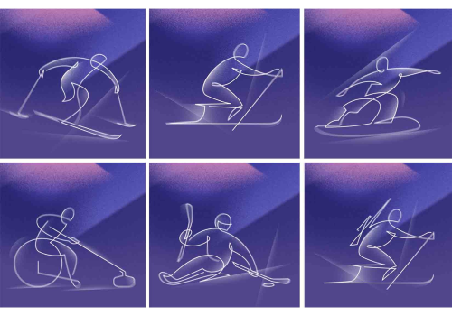 Realizzazioni grafiche dedicate alle discipline sportive delle Paralimpiadi Invernali