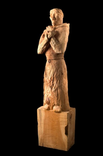 Andrea Bianco, "San Francesco", legno di cirmolo, 140x45x45 