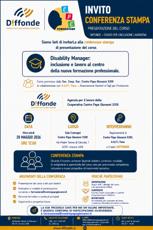 Conferenza stampa di presentazione corso disability manager, Ancona, 20 maggio 2026