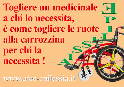 Grafica dell'AICE sul raffronto tra carrozzina e medicinale per l'epilessia