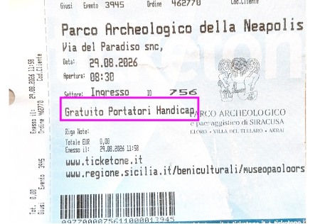Biglietto da cui ha preso spunto l'iniziativa dell Federazione FAIS nei confronti del Garante per la Protezione dei Dati Personali