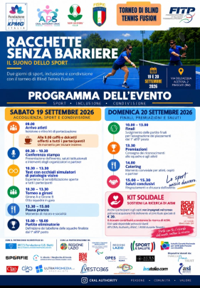 "Racchette Senza Barriere", Frascati, 19-20 settembre 2026