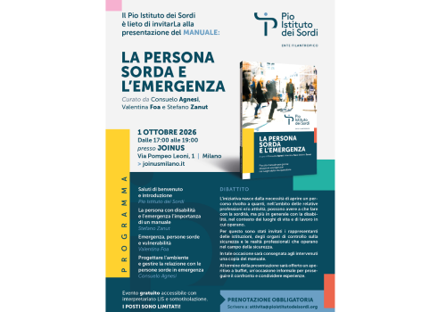Presentazione del manuale "La persona sorda e l'emergenza", Milano, 1° ottobre 2026