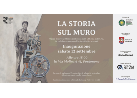 Pordenone, 12 settembre 2026, inaugurazione murale mosaicato