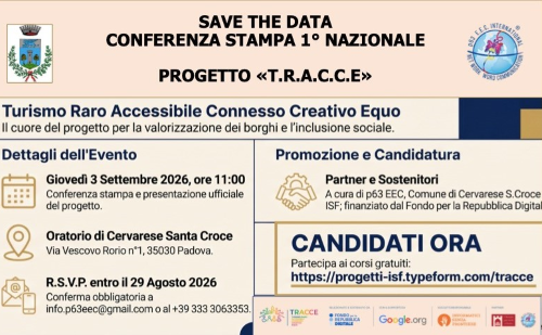 Progetto "TRACCE", presentazione 3 settembre 2026
