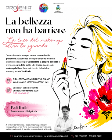 Sant'Anastasia (Napoli), corso di make-up per donne con disabilità visiva, 21 e 28 settembre 2026