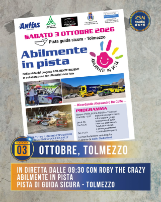 "Abilmente in pista", Tolmezzo, 3 ottobre 2026