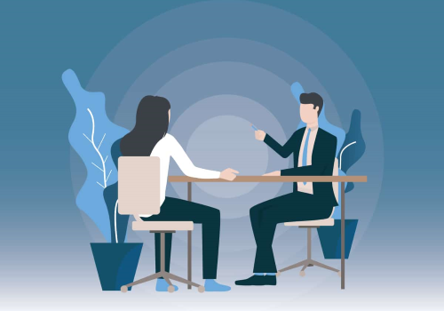 Disegno di donna a colloquio di lavoro