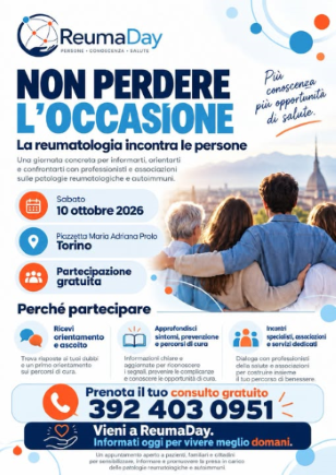 "ReumaDay 2026", Torino, 10 ottobre 2026