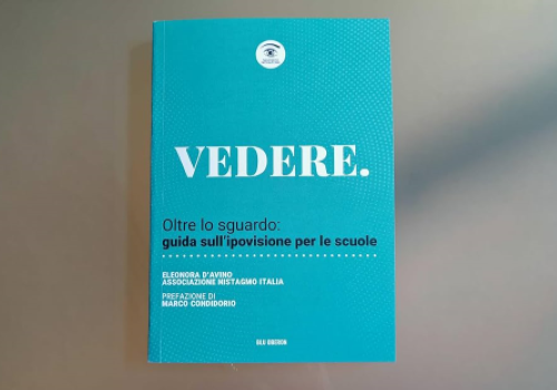 Copertina del libro "Vedere. Oltre lo sguardo: guida sull’ipovisione per le scuole"