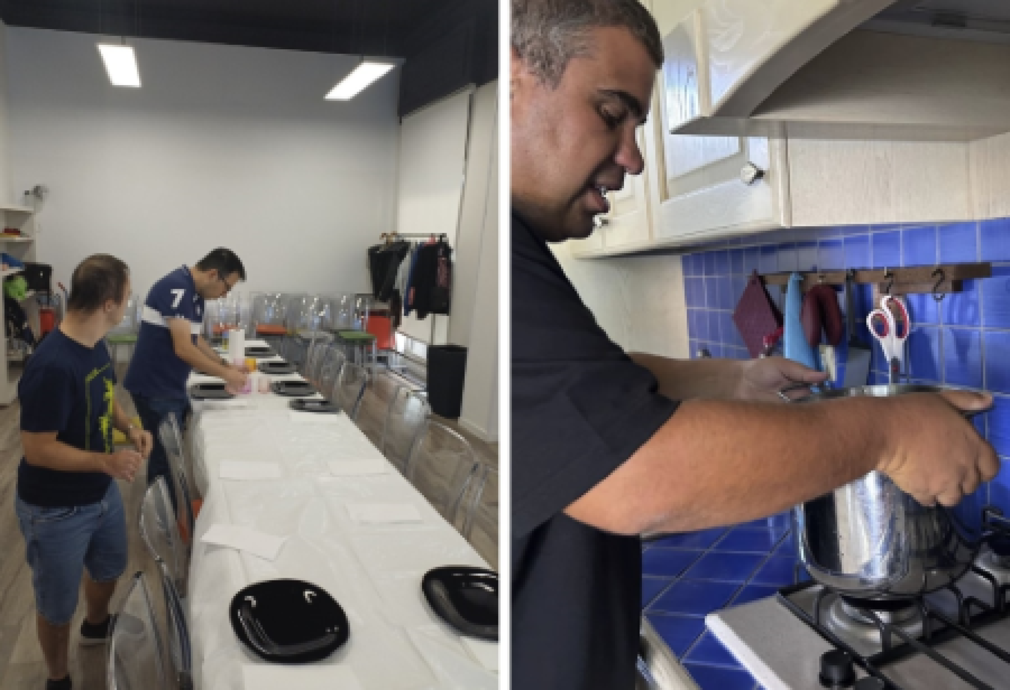 Si cucina e si prepara la tavola nella casa di Baia Selinedda