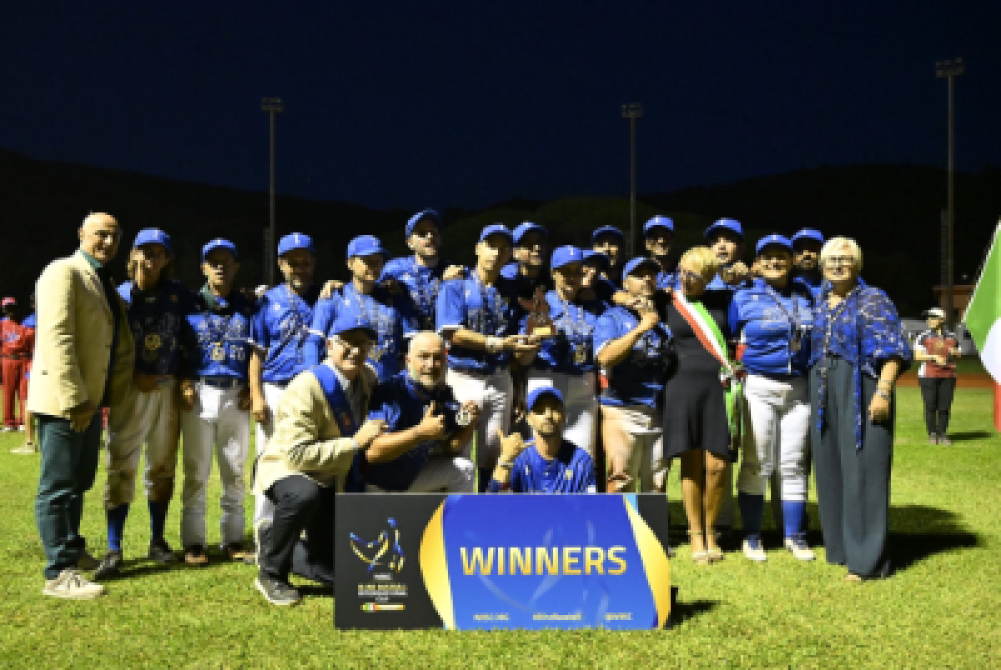 La Nazionale Italiana di Baseball per Ciechi che ha vinto il Campionato Mondiale a castiglione della Pescaia (Grosseto)