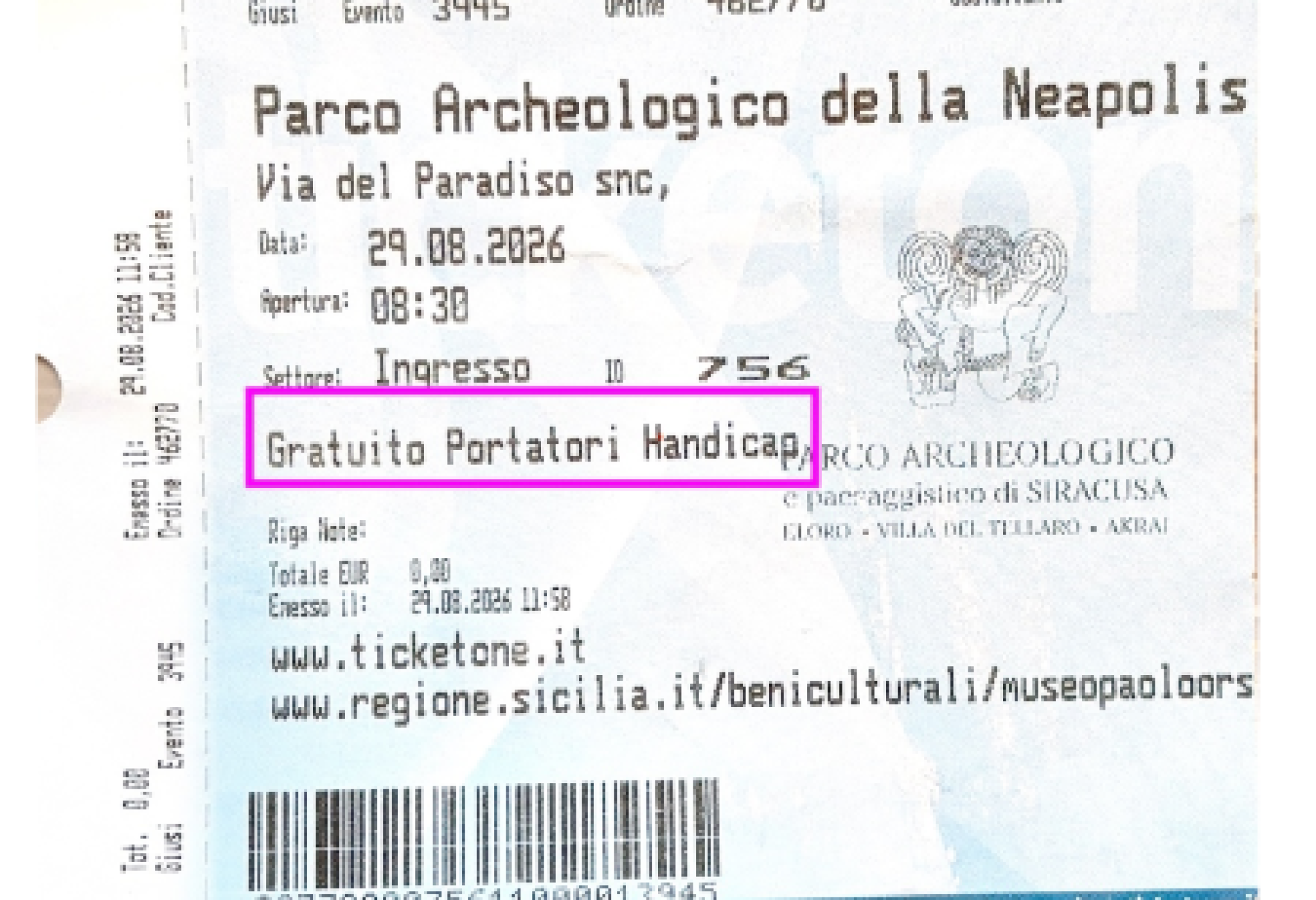 Il biglietto da cui ha preso spunto l'iniziativa dell Federazione FAIS nei confronti del Garante per la Protezione dei Dati Personali