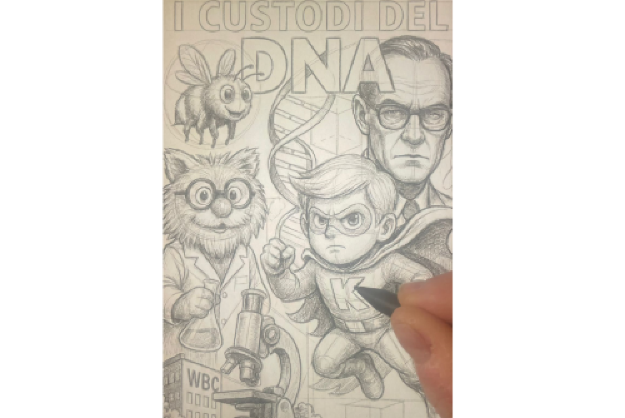 La realizzazione della bozza di copertina del fumetto che verrà presto lanciato dai Custodi del DNA