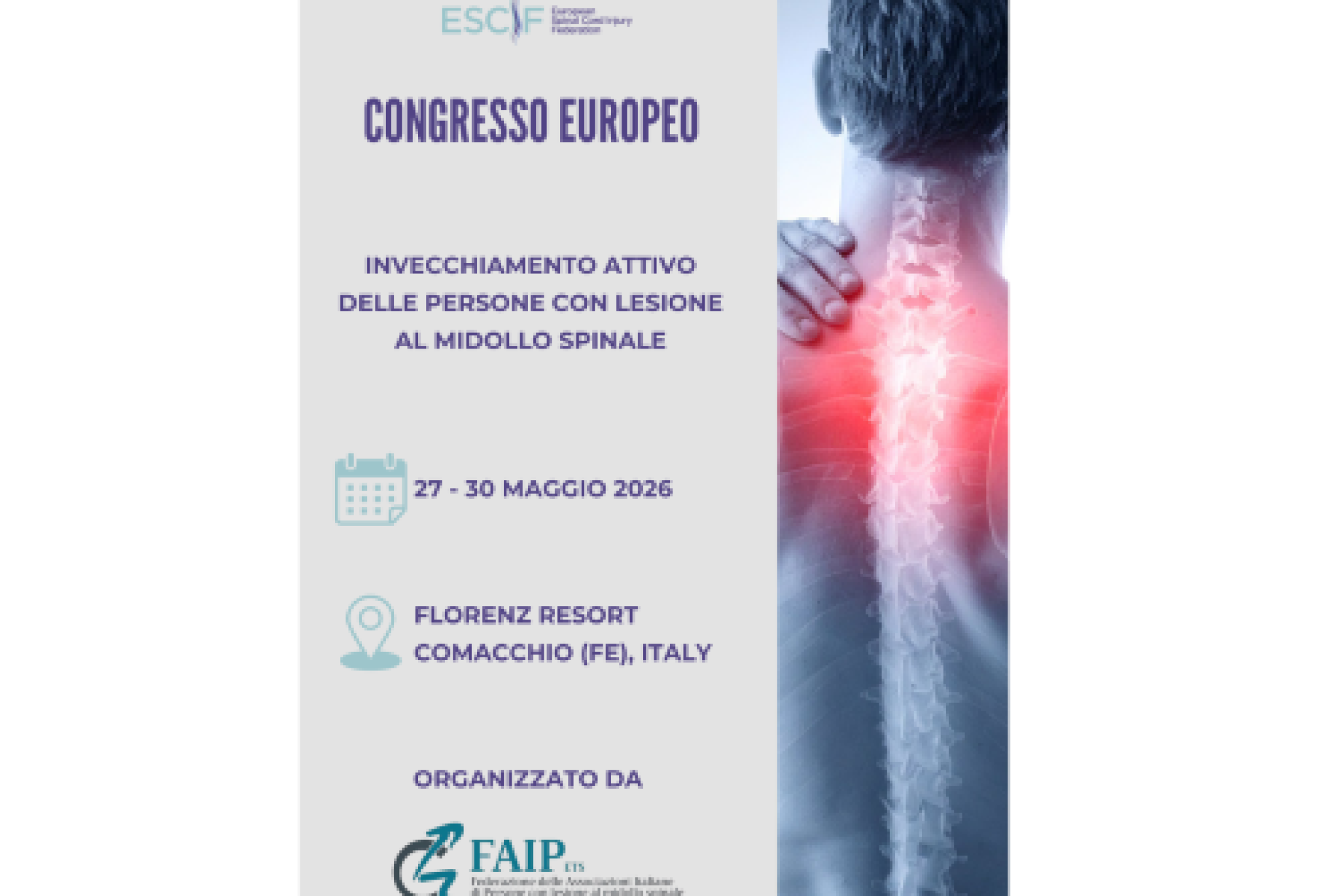 Invecchiare con una lesione midollare: a Comacchio il Congresso 2026 della Federazione Europea sulle lesioni midollari