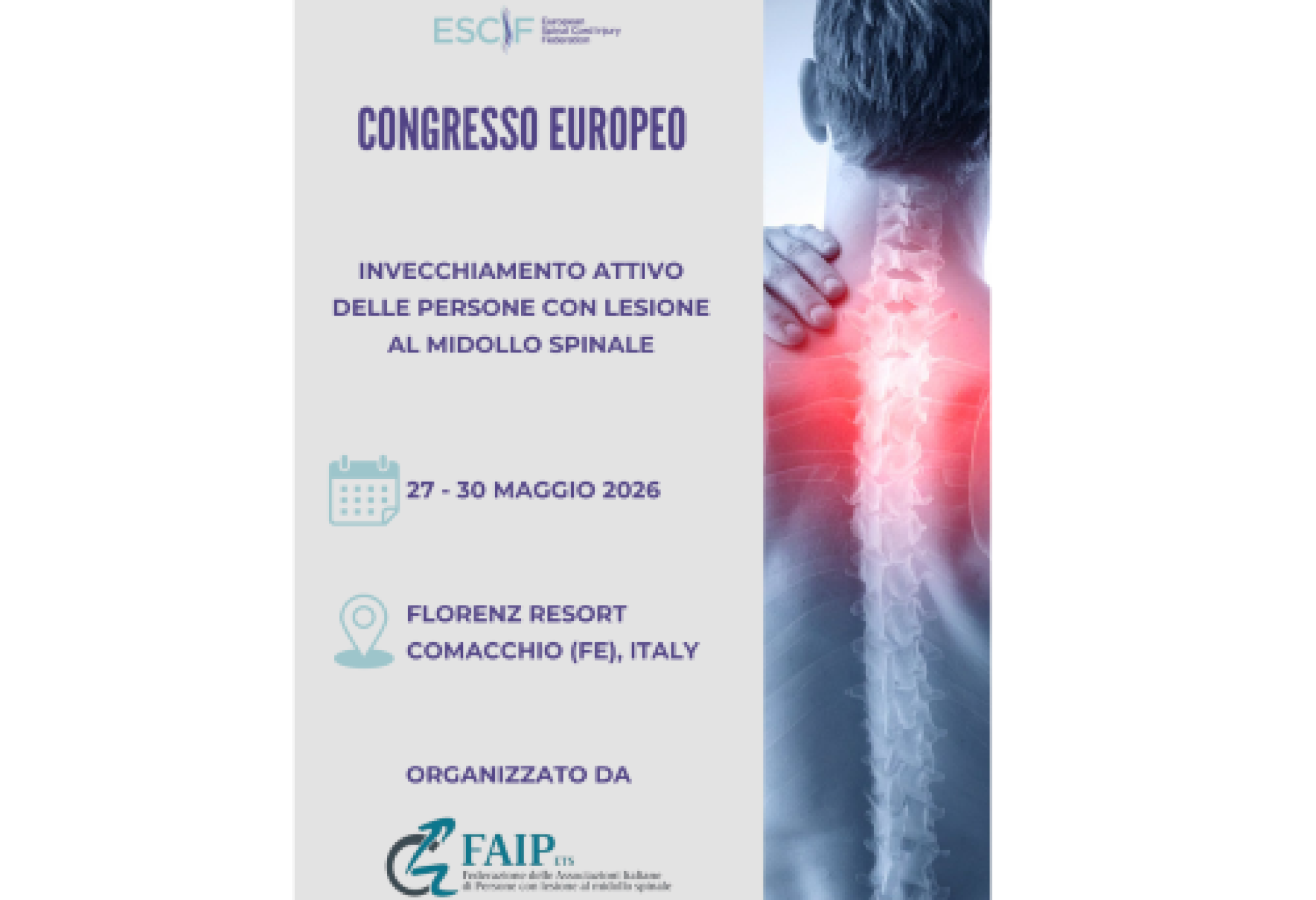 Invecchiare con una lesione midollare: a Comacchio il Congresso 2026 della Federazione Europea sulle lesioni midollari
