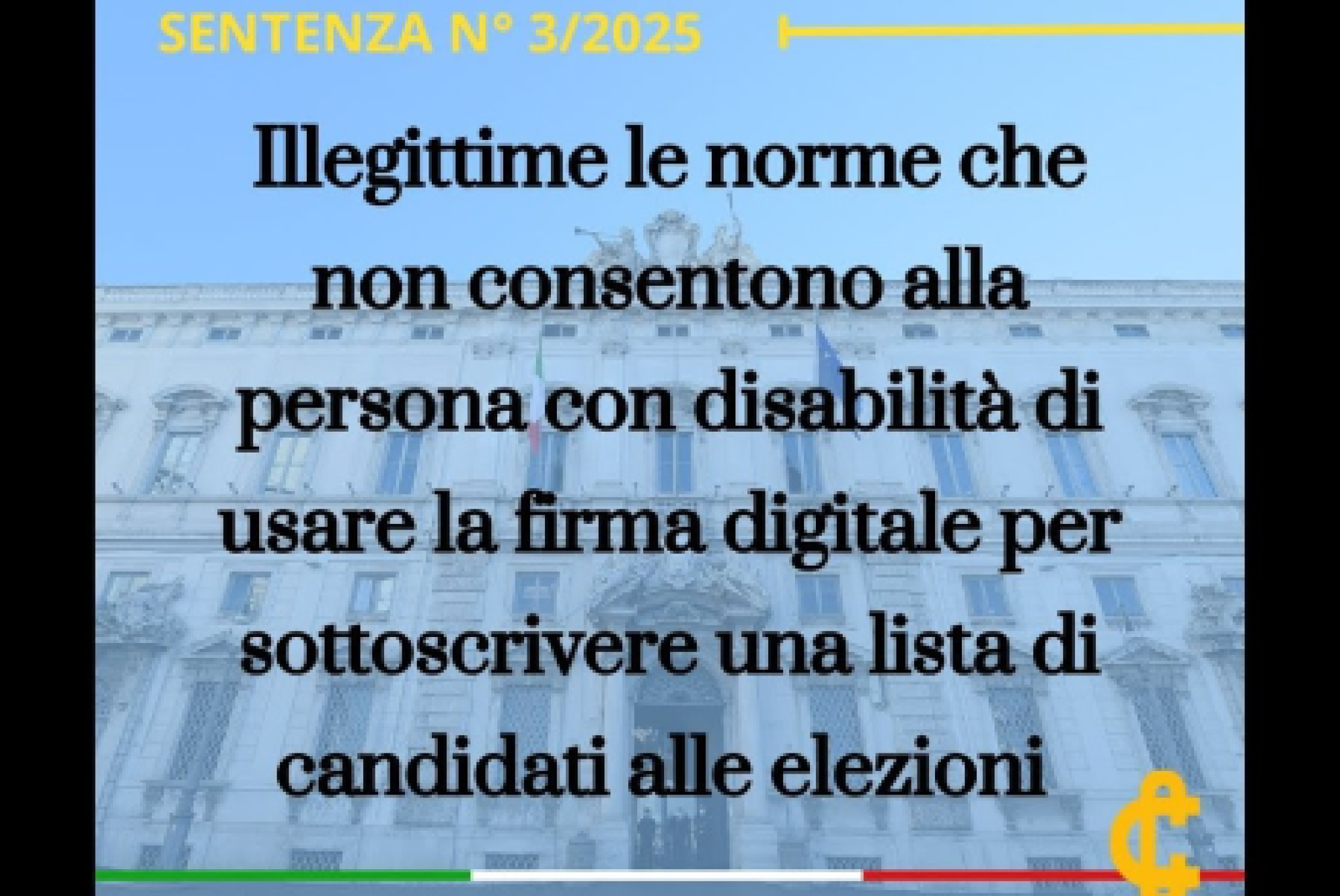 Un'elaborazione grafica che sintetizza il contenuto della Sentenza 3/25 della Corte Costituzionale