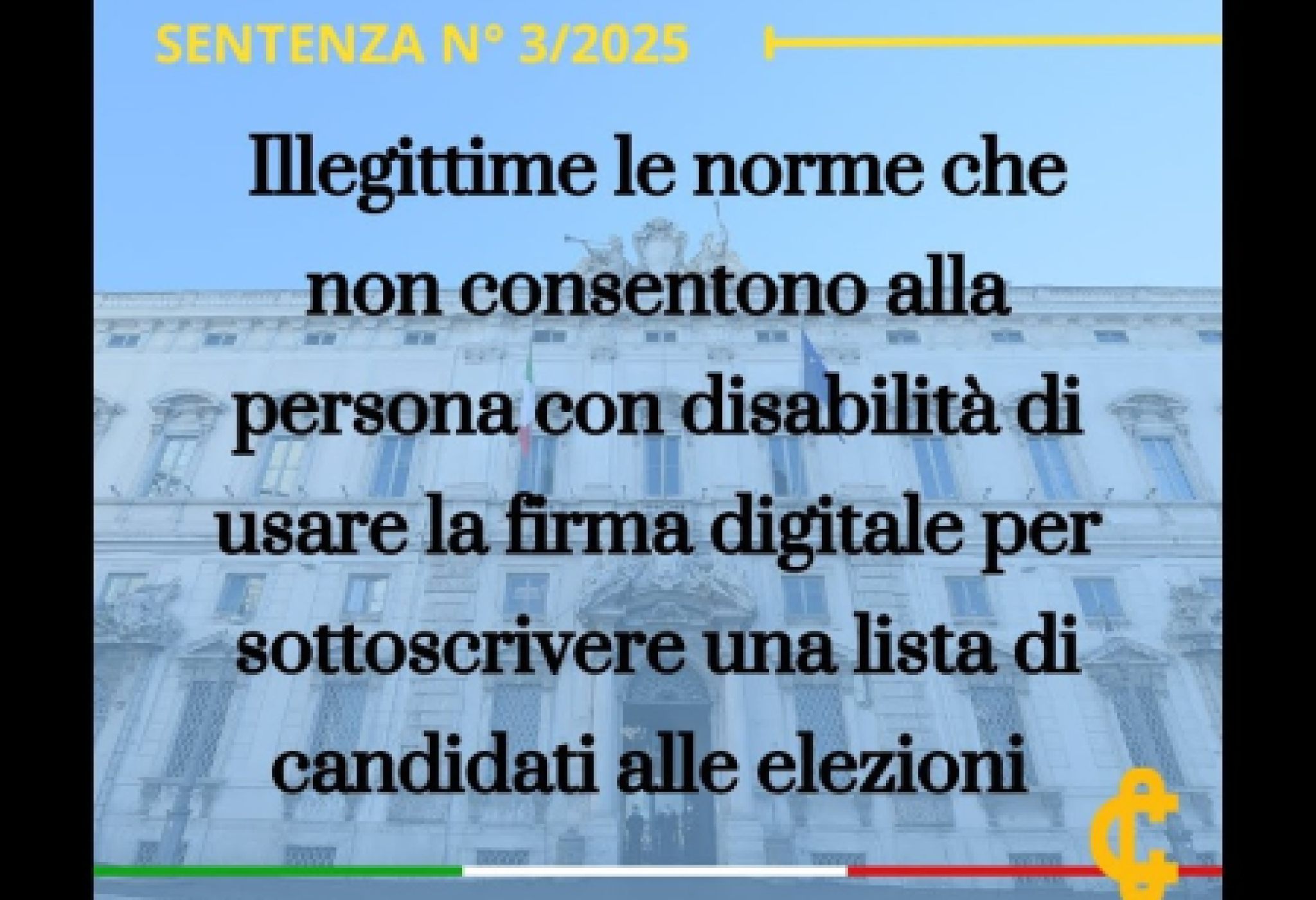 Un'elaborazione grafica che sintetizza il contenuto della Sentenza 3/25 della Corte Costituzionale